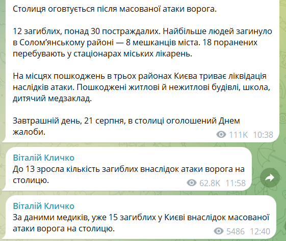 Віталій Кличко в Telegram